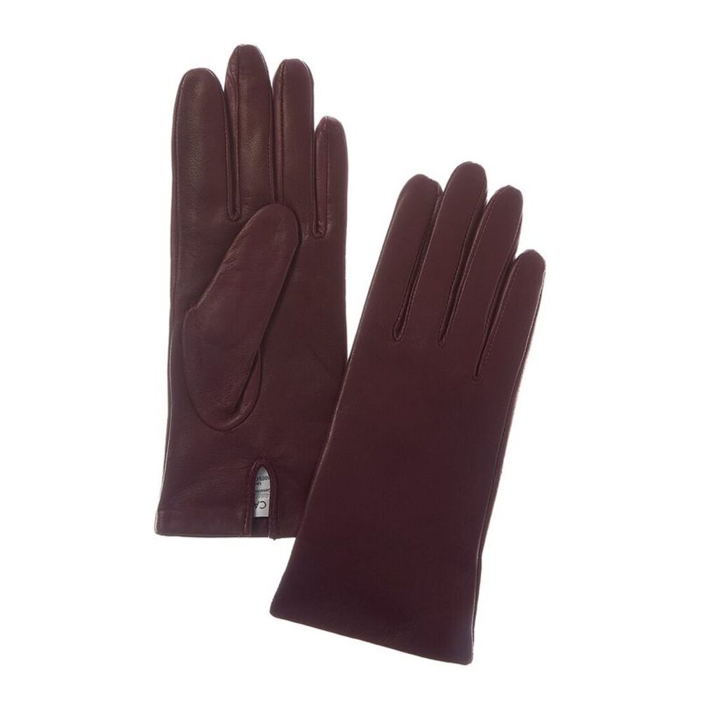 Sofiacashmere Classic Cashmere-Lined Nappa Leather Gloves, Red